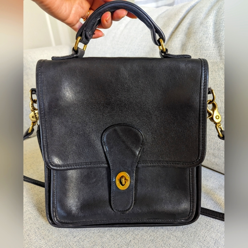 Coach Station Leather Crossbody Bag- Black